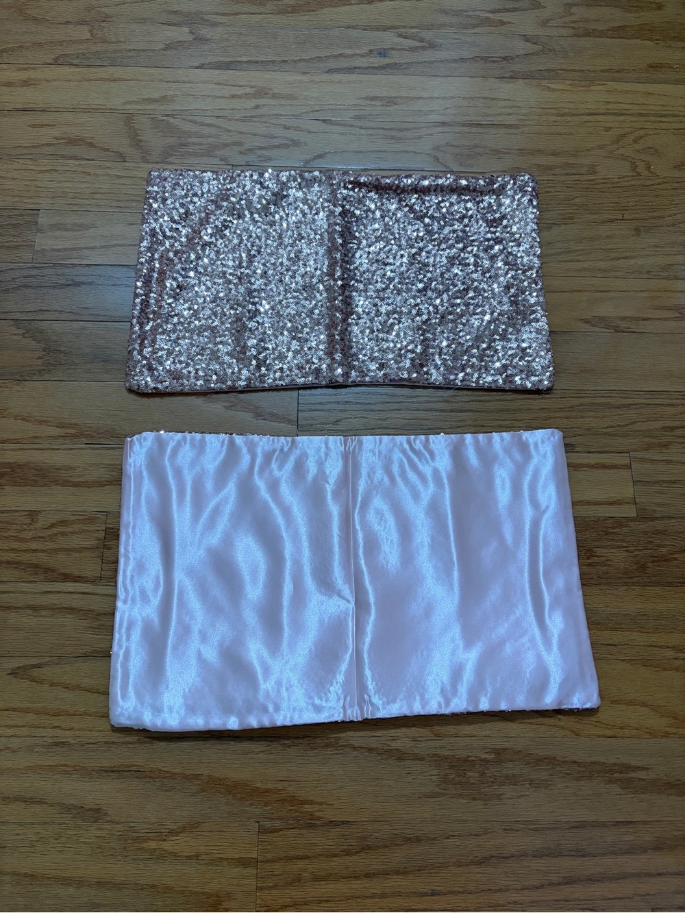 Reversible Sequin and Satin Pillow Cover - Rose Gold and Pale Pink